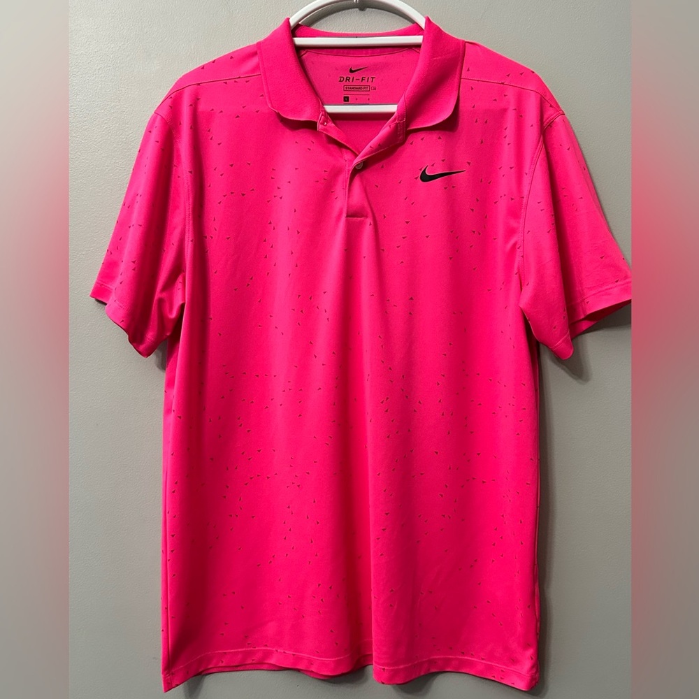 NIKE Dri-FIT Victory Micro Print Golf Polo Men’s Large HyperPink